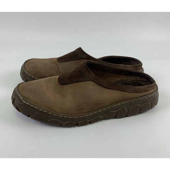 LL Bean Brown Leather Mule Slip On Round Toe Vintage Lug Sole Clog Womens 9 M - Picture 2 of 10